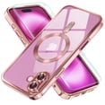thumbnail image 1 of ShellTech Electroplated Case with Screen Protector for iPhone 16 Plus,Slim Soft Plating TPU Clear Case Compatible with MagSafe Full Camera Lens Protector Cover for iPhone 16 Plus,Pink, 1 of 5
