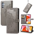 thumbnail image 1 of ShellTech Embossed Flower Case for Samsung Galaxy A15,Magnetic Leather Card Slots Wallet Pattern Case Kickstan Cover for Galaxy A15 5G,Gray, 1 of 7