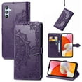 thumbnail image 1 of ShellTech Embossed Flower Case for Samsung Galaxy A15,Magnetic Leather Card Slots Wallet Pattern Case Kickstan Cover for Galaxy A15 5G,Purple, 1 of 7