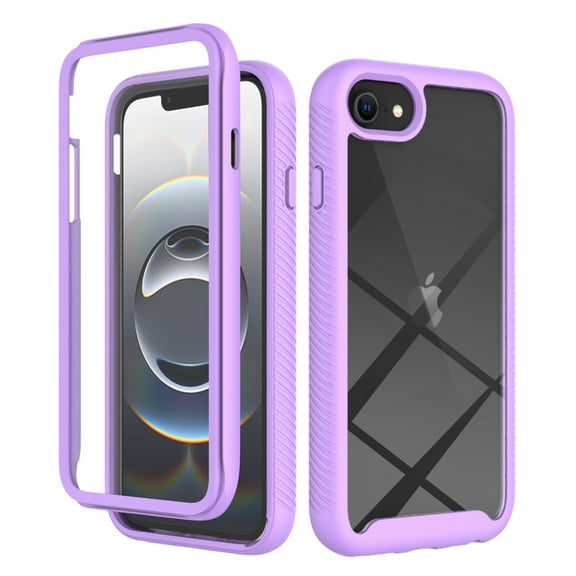 ShellTech Full Body Protection Case for iPhone 16e Shockproof Rubber with Built-in Screen Protector Clear Back Cover,Purple