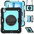 thumbnail image 1 of ShellTech Full Body Protection Case for iPad Air 11 inch 2024,Heavy Duty Case Built-in Screen Protector 360° Rotate Hand Strap/Stand Cover with Shoulder Strap,Black + Mint, 1 of 8