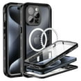 thumbnail image 1 of ShellTech IP68 Waterproof Case iPhone 15 Pro ,Shockproof Built-in Screen Portector Full Body Magnetic Mag-Safe Case Hybrid PC Transparent Back Cover for iPhone 15 Pro, Black, 1 of 9