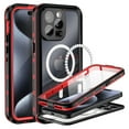 thumbnail image 1 of ShellTech IP68 Waterproof Case iPhone 15 Pro ,Shockproof Built-in Screen Portector Full Body Magnetic Mag-Safe Case Hybrid PC Transparent Back Cover for iPhone 15 Pro, Red, 1 of 9