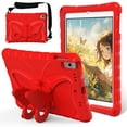 thumbnail image 1 of ShellTech Kids Case for iPad 9th 8th 7th Generation 10.2-inch,Butterfly EVA Case with Kickstand Shockproof Armor Kids Friendly Cover with Shoulder Strap for iPad 10.2" 2021/2020/2019,Red, 1 of 7