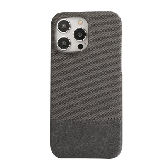 ShellTech Leather Cover for iPhone 12 Pro Max, Ultra Thin PC Hard Phone Case Premium Metal Raised Lens Protection Cover,Gray