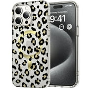 ShellTech Leopard Patterned TPU Case for iPhone 15 Pro Max,Shockproof Slim Magnetic Mag-Safe Case PC Hard Back Cover,Black