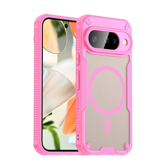 ShellTech Magnetic Case For Google Pixel 10 6.3", MagSafe Compatible, Translucent Matte Frosted Slim Shockproof Protective Cover Drop Protection Phone Case,Pink