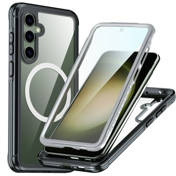 ShellTech Magnetic Case for Samsung Galaxy S23 FE,Compatible with Mag-Safe Double-Sided 360 Degree Full Body Built-in Screen Protection Case Shockproof Rubber Cover,Black