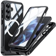 ShellTech Magnetic Case for Samsung Galaxy S25 FE,Compatible with Mag-Safe Double-Sided 360 Degree Full Body Built-in Screen Protection Case Shockproof Rubber Cover,Black