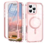 ShellTech Magnetic Case for iPhone 16 Pro Max,Shockproof PC Case Compatible with Mag Safe Built-in Screen Protecctor Full Body Protective Cover,Pink