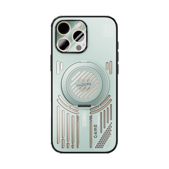 ShellTech Magnetic Case for iPhone 13 Pro, Full Camera Lens Protector Cover, [Compatible with MagSafe] Rotating Alloy Metal Ring Holder Kickstand, Shockproof Heat Dissipation Phone Shell,Light Green