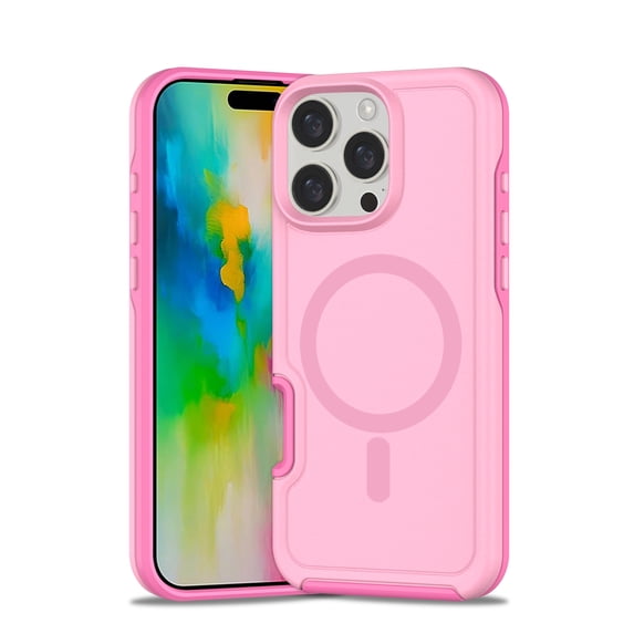 ShellTech Magnetic Phone Case for iPhone 15 Plus, Shockproof Dropproof Heavy Duty Protection Full Body Rugged Slim & Tough Durable Cover for Women Girls, Compatible with Magsafe,Purplepink