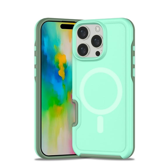 ShellTech Magnetic Phone Case for iPhone 15, Shockproof Dropproof Heavy Duty Protection Full Body Rugged Slim & Tough Durable Cover for Women Girls, Compatible with Magsafe,Mintgreen
