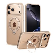 ShellTech Magnetic Ring Case Compatible with iPhone 17 Pro Max 360° Rotatable Case Compatible with MagSafe Invisible Stand Translucent Matte Shockproof Cover,Bronze