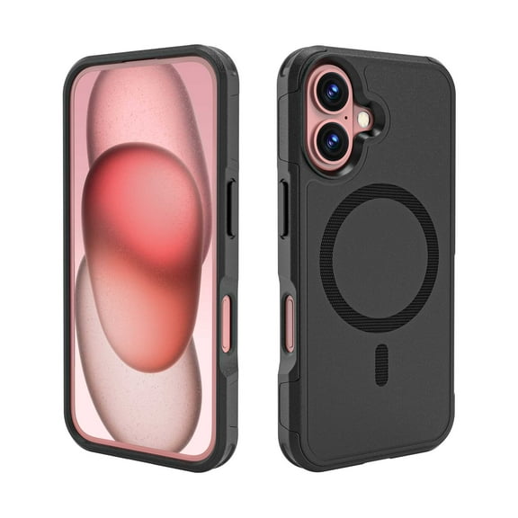 ShellTech Magnetic for iPhone 16 PC+TPU Case (Compatible with MagSafe) 10 FT Military Grade Drop Protection Shockproof Phone Case,Black