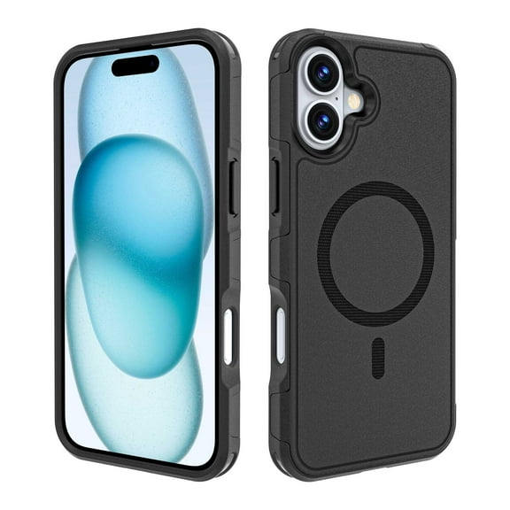 ShellTech Magnetic for iPhone 16 Plus PC+TPU Case (Compatible with MagSafe) 10 FT Military Grade Drop Protection Shockproof Phone Case,Black