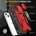 thumbnail image 1 of ShellTech Phone Case For iPhone 14 Plus Case with Slide Camera Cover, with Finger Ring Holder Stand, fit Magnetic Car Mount,Red, 1 of 7