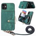 thumbnail image 1 of ShellTech Phone Case for iPhone 11 Zipper Wallet Cover with Credit Card Holder Slot Shoulder Crossbody Strap Cell Women Girls Men,Green, 1 of 11