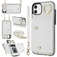 thumbnail image 1 of ShellTech Phone Case for iPhone 12/12 pro case with Strap Wallet for Women with Card Holder,White, 1 of 10