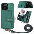 thumbnail image 1 of ShellTech Phone Case for iPhone 13 Pro Max Zipper Wallet Cover with Credit Card Holder Slot Shoulder Crossbody Strap Cell Women Girls Men,Green, 1 of 12