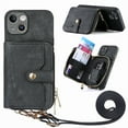 thumbnail image 1 of ShellTech Phone Case for iPhone 14 Zipper Wallet Cover with Credit Card Holder Slot Shoulder Crossbody Strap Cell Women Girls Men,Black, 1 of 21