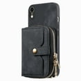 thumbnail image 1 of ShellTech Phone Case for iPhone xr Zipper Wallet Cover with Credit Card Holder Slot Shoulder Crossbody Strap Cell Women Girls Men,Black, 1 of 12