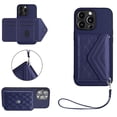 thumbnail image 1 of ShellTech Phone Case for iPhone 16 Pro Max PU Leather Wallet Cover with Credit Card Holder Slot Crossbody Strap Stand Shoulder Lanyard for Women Girl,Blue, 1 of 11