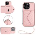 thumbnail image 1 of ShellTech Phone Case for iPhone 16 Pro Max PU Leather Wallet Cover with Credit Card Holder Slot Crossbody Strap Stand Shoulder Lanyard for Women Girl,Pink, 1 of 11