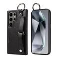thumbnail image 1 of ShellTech for Ring Holder Samsung Galaxy S24 Ultra Case , Shockproof Leather Hand Strap Kickstand Card Slot Case TPU Back Cover for Galaxy S24 Ultra,Black, 1 of 9
