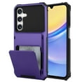 thumbnail image 1 of ShellTech for Samsung Galaxy A15 5G Case Wallet 5 Credit Card Holder ID Slot Flip Cover Wallet Case Back Pocket Dual Layer Protective Hard Shell TPU Rubber Bumper Armor Cover for Galaxy A15, Purple, 1 of 6