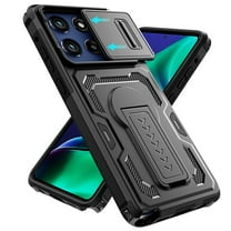 ShellTech for Samsung Galaxy Motorola Edge 2025 PC TPU Phone Case with Kickstand, Slide Camera Cover, Double-Layer Military Grade Heavy Duty Shockproof Rugged Anti-Scratch Protective Cover,Black
