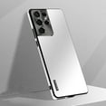 thumbnail image 1 of ShellTech for Samsung Galaxy S21 Ultra Metal Case Lens no Dead Angle Protection, Shockproof Camera Lens Protective Slim Matte Back Case Cover Starlight Protective Case,White, 1 of 9