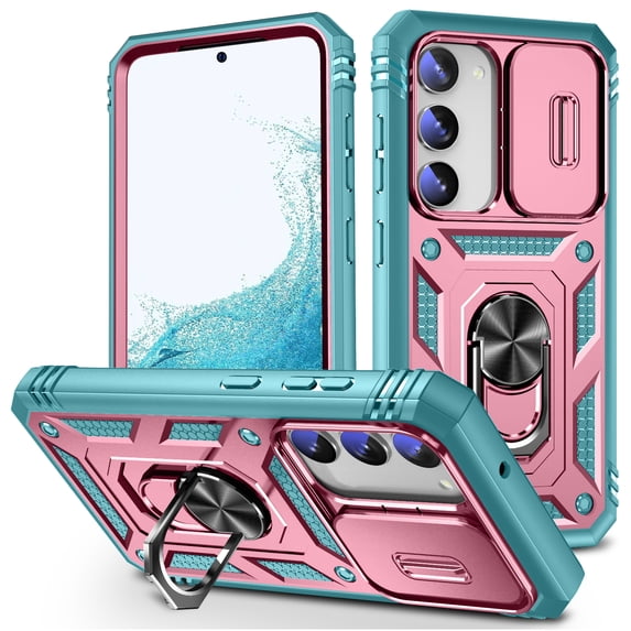 ShellTech for Samsung Galaxy S23 Case, Slide Lens Protective Case Shockproof Impact Resistant with Kickstand Cover Case for Samsung Galaxy S23 6.1" ,C