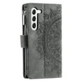 thumbnail image 1 of ShellTech Samsung Galaxy S23 Wallet Case for Women, Mandala Floral Embossed PU Leather Folio with Zipper, Magnetic Closure, Card Slots, and Wrist Strap,Gray, 1 of 9