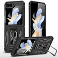 thumbnail image 1 of ShellTech for Samsung Galaxy Z Flip 6 Case, Heavy Duty Military Grade Drop Resistant Z Flip 6 Metal Phone Case with Sliding Camera Cover & Kickstand Magnetic Car Holder,Black, 1 of 9