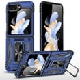 thumbnail image 1 of ShellTech for Samsung Galaxy Z Flip 6 Case, Heavy Duty Military Grade Drop Resistant Z Flip 6 Metal Phone Case with Sliding Camera Cover & Kickstand Magnetic Car Holder,Navyblue, 1 of 9