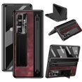 thumbnail image 1 of ShellTech for Samsung Galaxy Z Fold 7 Leather Hard PC Plating Case with Pen Holder & Slim Stylus, with Kickstand, Hinge Protection, Screen Protector, Retro Leather Protective Cover,Rose, 1 of 7