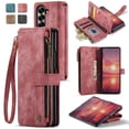 thumbnail image 1 of ShellTech For Samsung Galaxy Z Fold 7 PU Leather Wallet Case with Card Holder Kickstand Magnetic Zipper Pocket Lanyard Strap Wristlet,Leather Flip Case Shockproof Protective Cover,Red, 1 of 8