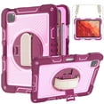 thumbnail image 1 of ShellTech Shoulder Strap Kids Case for iPad Pro 11 2024,Heavy Duty Rugged Case with 360 Rotating Kickstand & Handle Strap Protective Shell with Pen Holder Cover for iPad Pro 11" 2024,Rose+Pink, 1 of 7