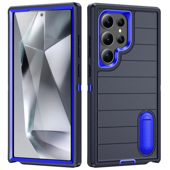 ShellTech Stand Case for Samsung Galaxy S24 Ultra,Shockproof 3-Layer Protection Case Military Grade Protective Kickstand Back Cover for Galaxy S24 Ultra,Navy