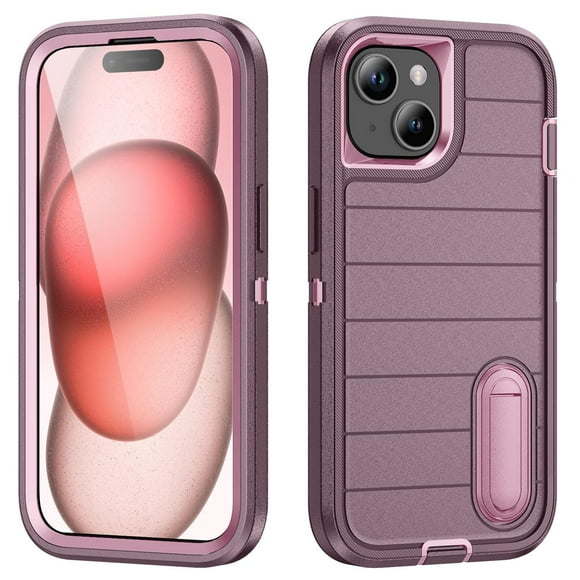 ShellTech Stand Case for iPhone 14 / iPhone 13,Shockproof 3-Layer Protection Case Military Grade Protective Kickstand Back Cover,Purple