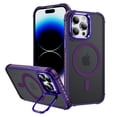 thumbnail image 1 of ShellTech Strong  for iPhone 14 Pro Magnetic & Lens Stand Case [Mil-Grade Protection][Adjustable Kickstand] Translucent Slim Hard Back Soft Edge,Purple, 1 of 1