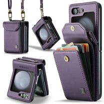 ShellTech Wallet Bag Case for Samsung Galaxy Z Flip 6/ Flip7 FE,Magnetic Leather Card Slot RFID Blocking Wallet Case Shockproof PC Cover with Shoulder Strap,Purple