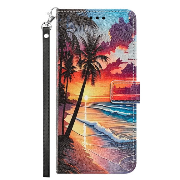 ShellTech Wallet Case for iPhone 17 Pro, Floral Pattern PU Leather Flip Folio TPU Interior Cover with Credit Card Holder Slots, Cash Pocket, Kickstand, Magnetic Closure & Detachable Wrist Strap,B