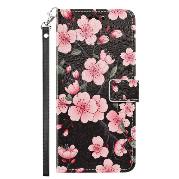 ShellTech Wallet Case for iPhone 17 Pro Max, Floral Pattern PU Leather Flip Folio TPU Interior Cover with Credit Card Holder Slots, Cash Pocket, Kickstand, Magnetic Closure and Wrist Strap,G
