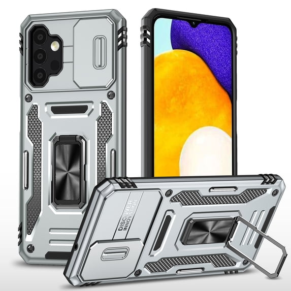 ShellTech for A13 5G Samsung Galaxy Phone Case,Military-Grade Sliding Camera Protector Case with Magnetic Ring Holder Kickstand,Gray