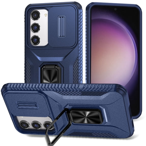 ShellTech for Samsung Galaxy S23 Magnetic Phone Case,with Camera Cover & Kickstand Military Grade Shockproof Case for Galaxy S23,Blue