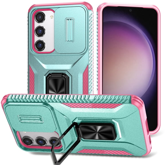 ShellTech for Samsung Galaxy S23 Magnetic Phone Case,with Camera Cover & Kickstand Military Grade Shockproof Case for Galaxy S23,Green