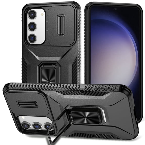 ShellTech for Samsung Galaxy S23 Plus Magnetic Phone Case,with Camera Cover & Kickstand Military Grade Shockproof Case for Galaxy S23 Plus,Black