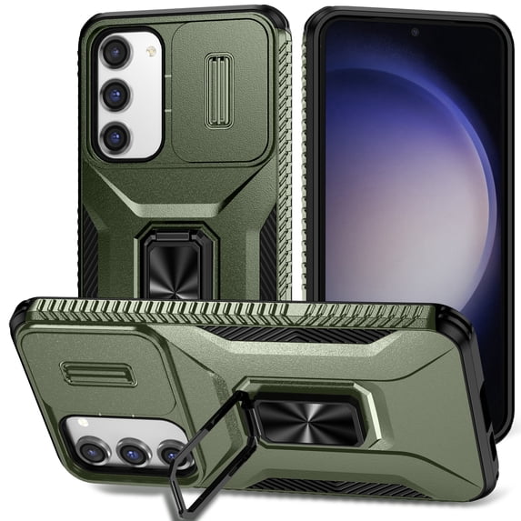 ShellTech for Samsung Galaxy S23 Plus Magnetic Phone Case,with Camera Cover & Kickstand Military Grade Shockproof Case for Galaxy S23 Plus,Darkgreen